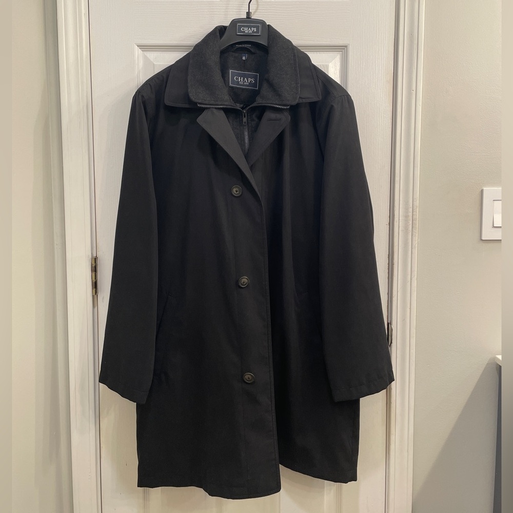 Chaps Classic Black Trench Coat for Men Size 46L